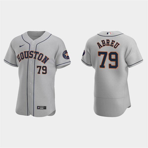 Mens Houston Astros #79 Jose Abreu Gray Road Flexbase Player Jersey