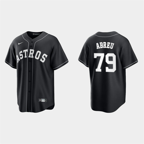 Mens Houston Astros #79 Jose Abreu Nike Black White Collection Jersey