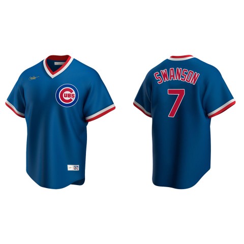 Mens Chicago Cubs #7 Dansby Swanson Nike Royal Pullover Cooperstown Jersey