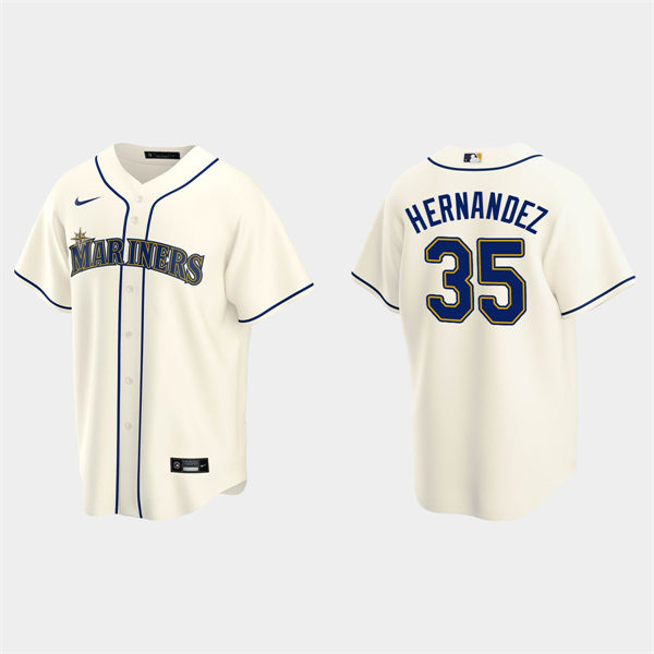 Mens Seattle Mariners #35 Teoscar Hernandez Cream Alternate Cool Base Jersey