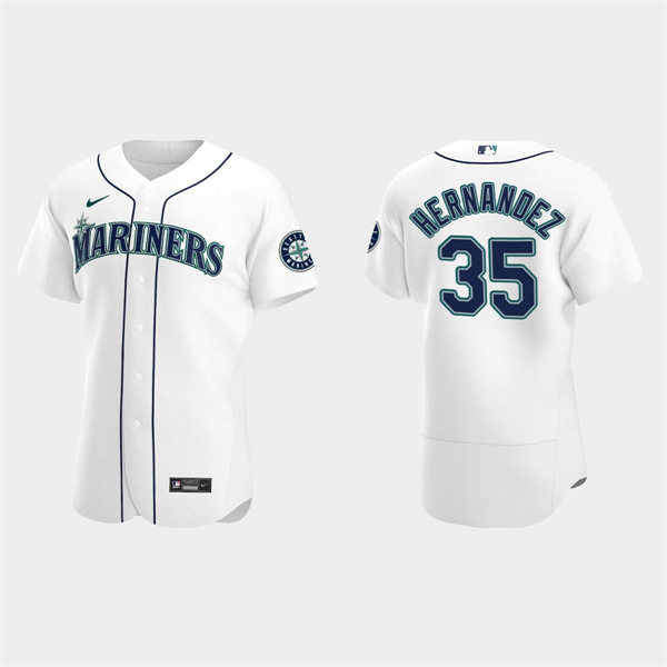 Mens Seattle Mariners #35 Teoscar Hernandez Nike White Home FlexBase Player Jersey