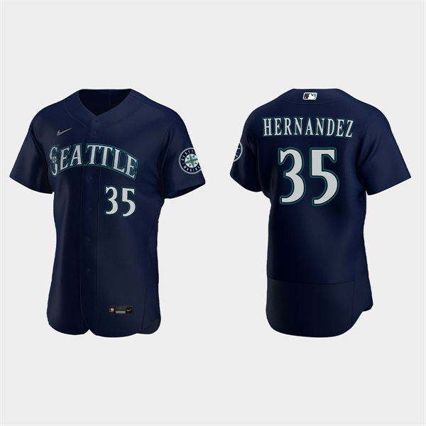 Mens Seattle Mariners #35 Teoscar Hernandez Nike Navy Alternate FlexBase Player Jersey