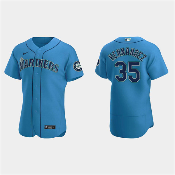 Mens Seattle Mariners #35 Teoscar Hernandez Royal Alternate FlexBase Player Jersey