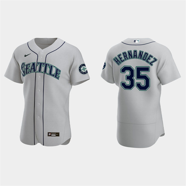 Mens Seattle Mariners #35 Teoscar Hernandez Nike Gray Road FlexBase Jersey