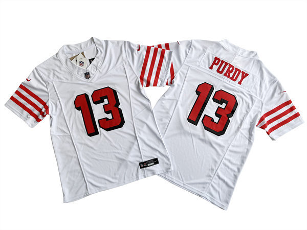 Mens San Francisco 49ers #13 Brock Purdy Nike White Alternate 2023 F.U.S.E. Vapor Limited Jersey