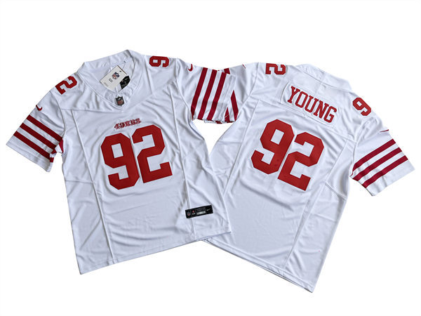 Mens San Francisco 49ers #92 Chase Young Nike Home White 2023 F.U.S.E. Vapor Limited Jersey