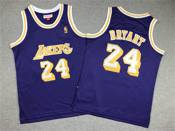 Youth Los Angeles Lakers #24 Kobe Bryant Purple 2007-08 Hardwood Classics Swingman Throwback Jersey