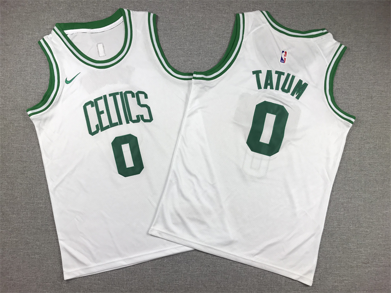 Youth Boston Celtics #0 Jayson Tatum White Association Edition Swingman Jersey