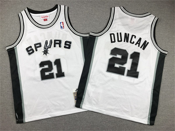 Youth San Antonio Spurs #21 Tim Duncan White 1998-99 Hardwood Classics Throwback Jersey