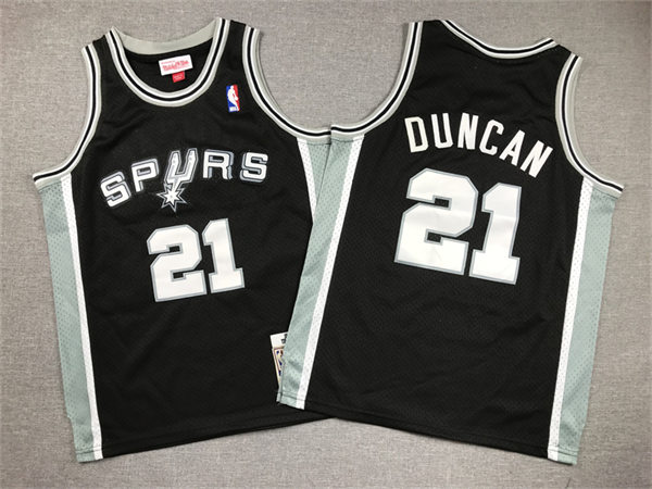Youth San Antonio Spurs #21 Tim Duncan Black 1998-99 Hardwood Classics Throwback Jersey
