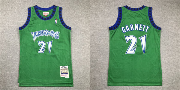 Youth Minnesota Timberwolves #21 Kevin Garnett Green Mitchell & Ness 1997-98 Hardwood Classics Jersey