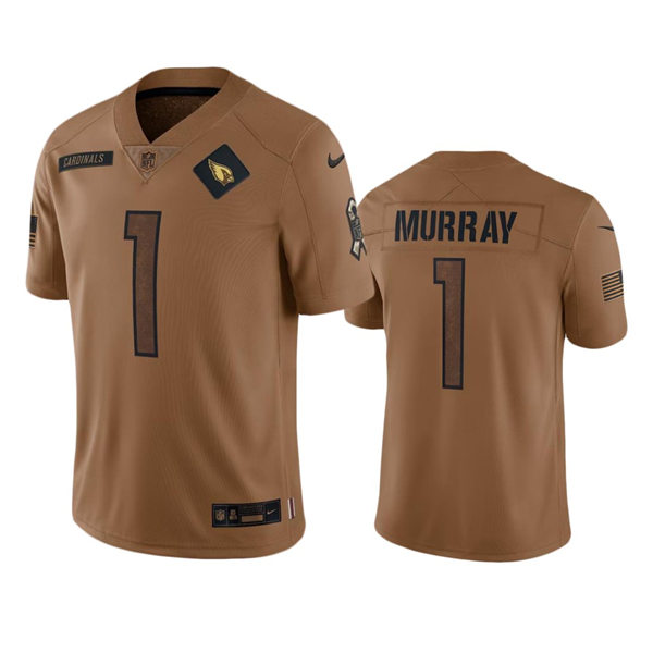 Mens Arizona Cardinals #1 Kyler Murray Brown 2023 Salute To Service Limited Jersey