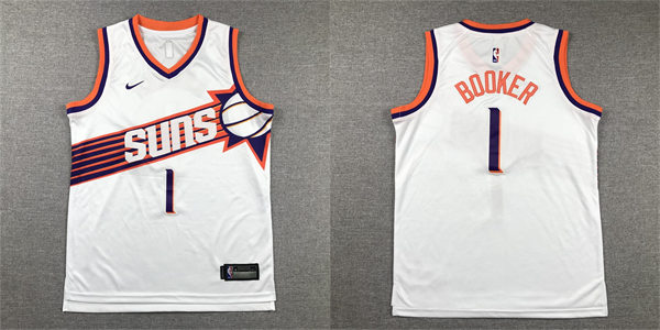 Youth Phoenix Suns #1 Devin Booker 2023-24 White Association Edition Jersey