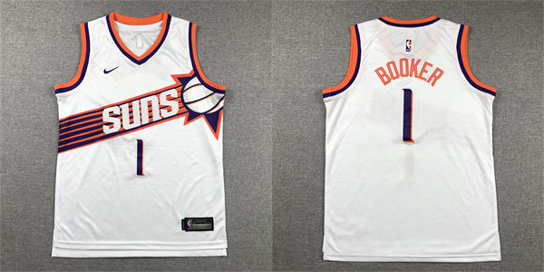 Youth Phoenix Suns #1 Devin Booker 2023-24 White Association Edition Jersey