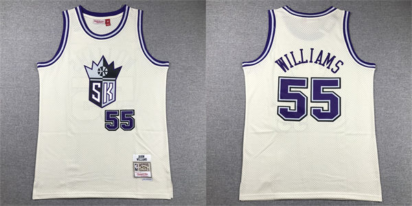 Mens Sacramento Kings #55 Jason Williams Mitchell & Ness Chainstitch Swingman Jersey - Cream