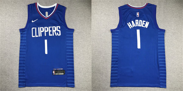 Mens Los Angeles Clippers #1 James Harden Nike Royal Icon Edition Jersey