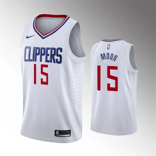 Mens Los Angeles Clippers #15 Xavier Moon Nike White Association Edition Jersey