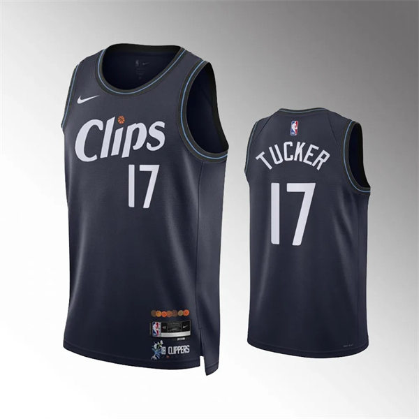 Mens Los Angeles Clippers #17 P.J. Tucker 2023-24 Navy City Edition Swingman Jersey