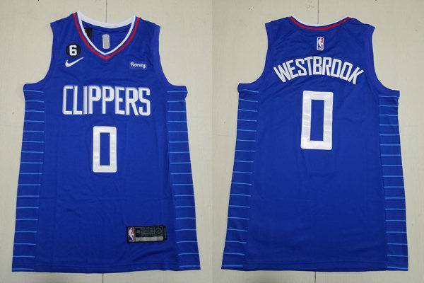Mens Los Angeles Clippers #0 Russell Westbrook Nike Royal Icon Edition Jersey