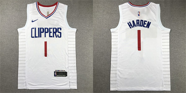 Mens Los Angeles Clippers #1 James Harden Nike White Association Edition Jersey