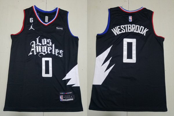 Mens Los Angeles Clippers #0 Russell Westbrook 2023-24 Black Statement Edition Jersey