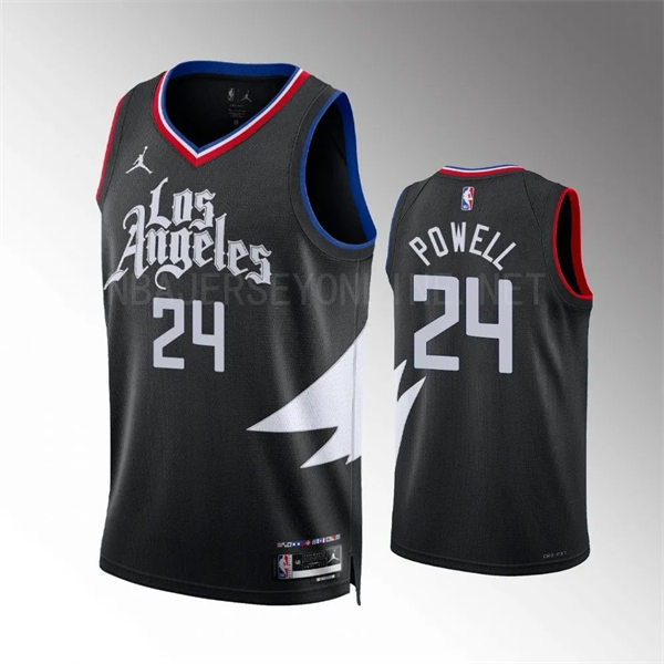 Mens Los Angeles Clippers #24 Norman Powell 2023-24 Black Statement Edition Jersey