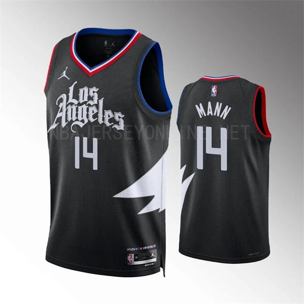 Mens Los Angeles Clippers #14 Terance Mann 2023-24 Black Statement Edition Jersey