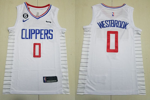 Mens Los Angeles Clippers #0 Russell Westbrook Nike White Association Edition Jersey