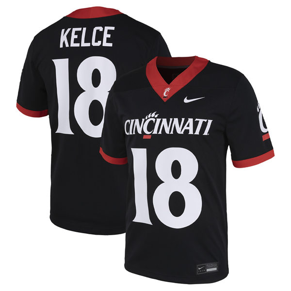 Mens Youth Cincinnati Bearcats #18 Travis Kelce Nike 2023 XII Black Football Jersey