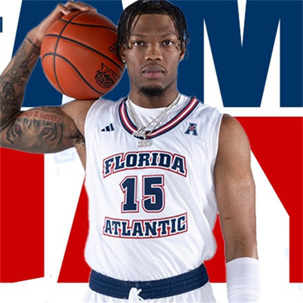 Mens Youth Florida Atlantic Owls #15 Alijah Martin 2023-24 White College Basketball Game Jersey
