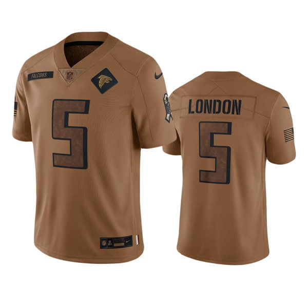 Mens Atlanta Falcons #5 Drake London Brown 2023 Salute To Service Limited Jersey