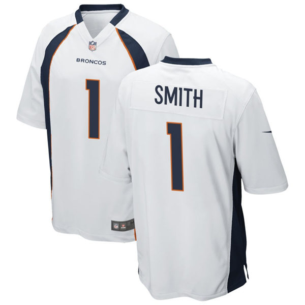 Mens Denver Broncos #1 Tremon Smith Nike White Vapor Untouchable Limited Jersey