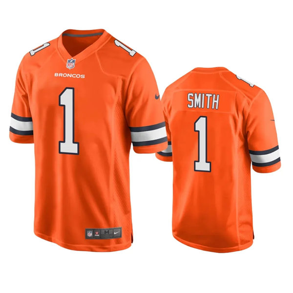 Mens Denver Broncos #1 Tremon Smith Nike Orange Color Rush Vapor Limited Jersey