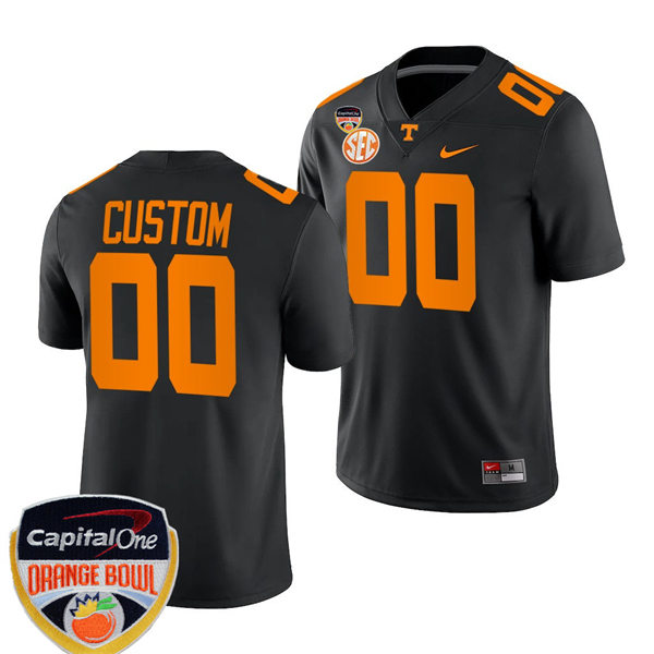 Men's Youth Tennessee Volunteers Custom Black Dark Mode College Football 2022 Capital One Orange Bowl Game Jersey