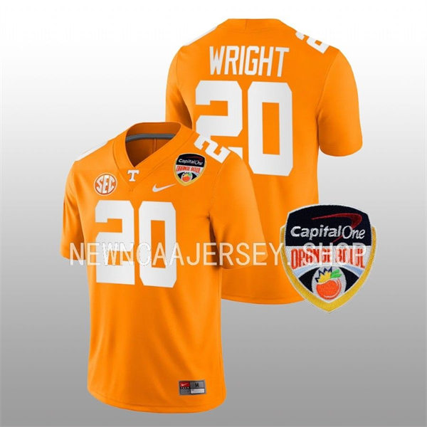 Men's Youth Tennessee Volunteers #20  Jaylen Wright Nike Orange College Football Game Jersey