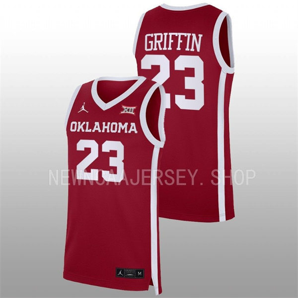Mens Youth Oklahoma Sooners #23 Blake Griffin 2022-23 College Basketball Game Jersey Crimson