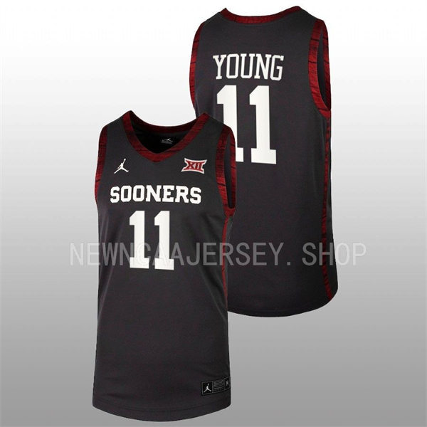 Mens Youth Oklahoma Sooners #11 Trae Young 2022-23 College Basketball Game Jersey Black