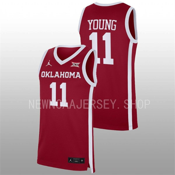 Mens Youth Oklahoma Sooners #11 Trae Young 2022-23 College Basketball Game Jersey Crimson