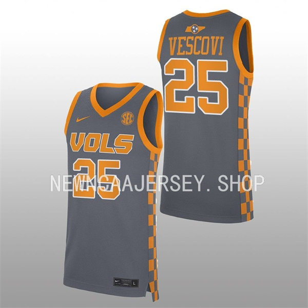 Men's Youth Tennessee Volunteers #25 Santiago Vescovi Nike 2022-23 Grey Basketball Jersey