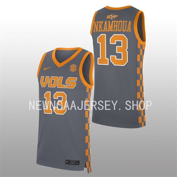 Men's Youth Tennessee Volunteers #13 Olivier Nkamhoua Nike 2022-23 Grey Basketball Jersey