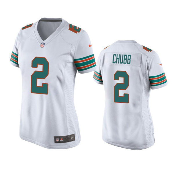 Womens Miami Dolphins #2 Bradley Chubb Nike White Retro Alternate Limited Jersey