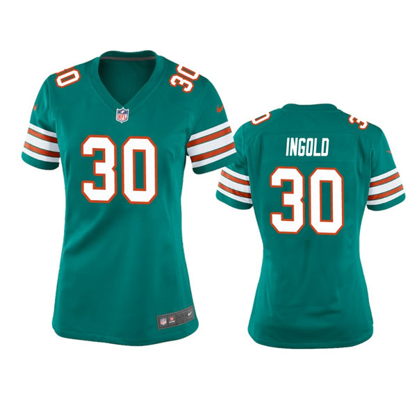 Women's Miami Dolphins #30 Alec Ingold Nike Aqua Retro Alternate Limited Jersey