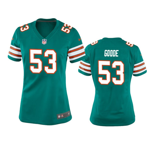 Womens Miami Dolphins #53 Cameron Goode Nike Aqua Retro Alternate Limited Jersey