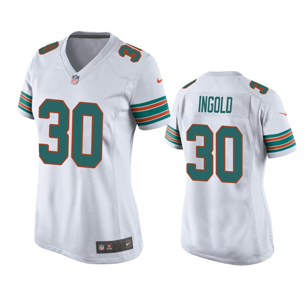 Women's Miami Dolphins #30 Alec Ingold Nike White Retro Alternate Limited Jersey