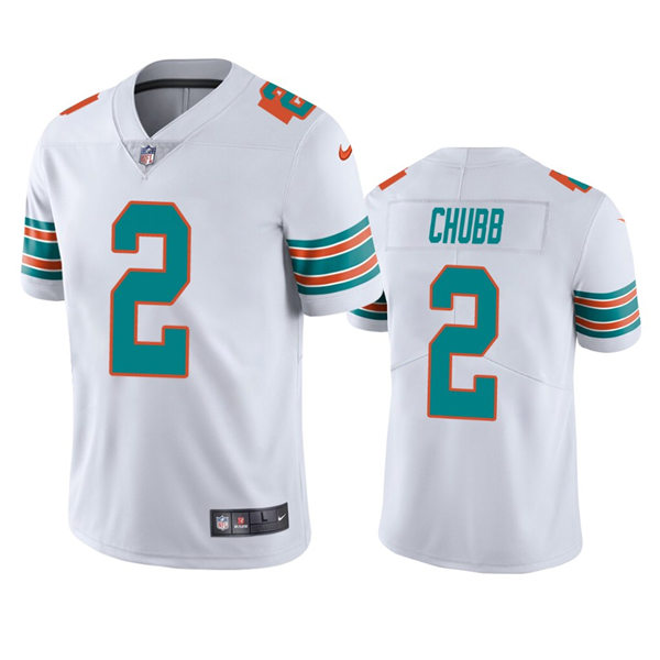 Mens Miami Dolphins #2 Bradley Chubb Nike White Retro Alternate Vapor Limited Jersey
