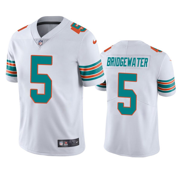 Mens Miami Dolphins #5 Teddy Bridgewater Nike White Retro Alternate Vapor Limited Jersey