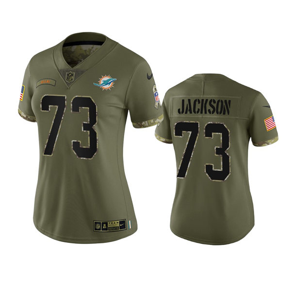 Women's Miami Dolphins #73 Austin Jackson Olive 2022 Salute To Service Limited Jersey