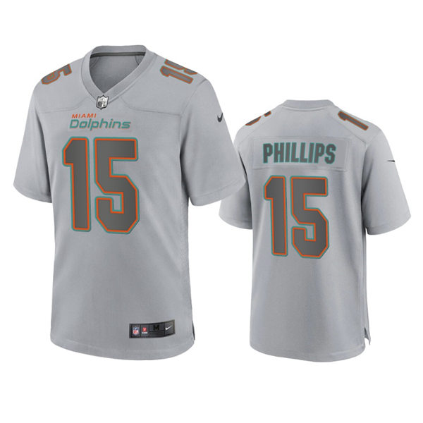 Mens Miami Dolphins #15 Jaelan Phillips Gray Atmosphere Fashion Game Jersey