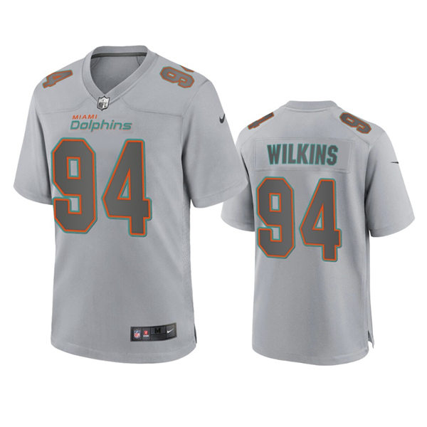 Mens Miami Dolphins #94 Christian Wilkins Gray Atmosphere Fashion Game Jersey
