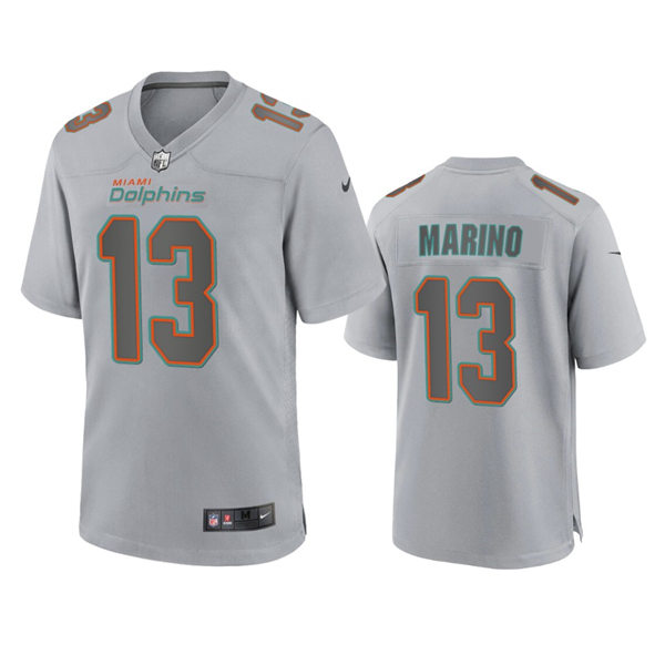 Mens Miami Dolphins #13 Dan Marino Gray Atmosphere Fashion Game Jersey